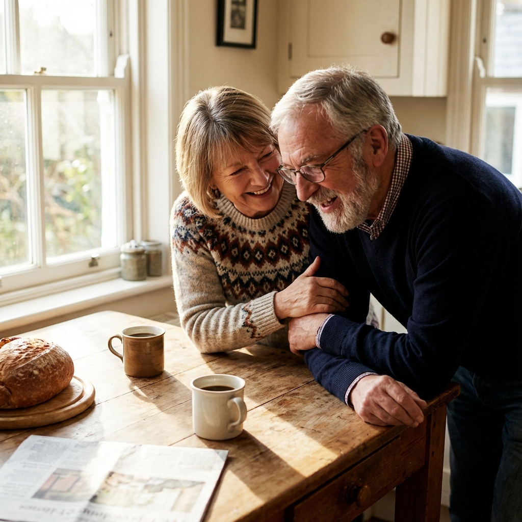 Senior couple enjoying conversation
