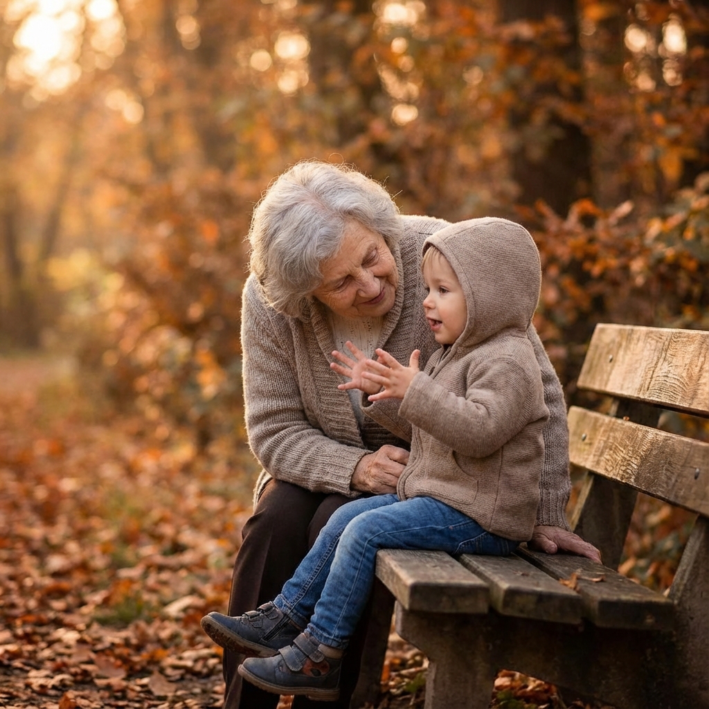 Grandmother connecting with grandchild